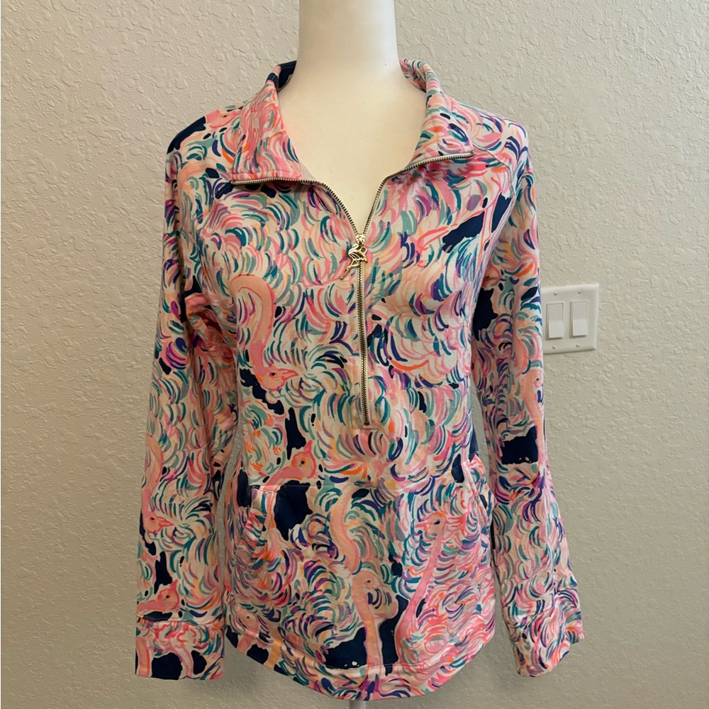 Lilly Pulitzer Pink Multicolor Zip-Front Pullover